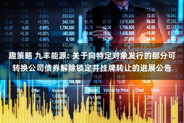 趣策略 九丰能源: 关于向特定对象发行的部分可转换公司债券解除锁定并挂牌转让的进展公告
