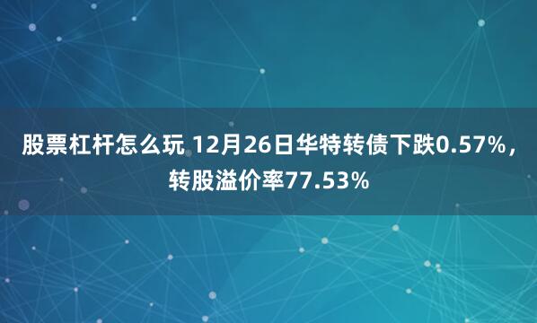 股票杠杆怎么玩 12月26日华特转债下跌0.57%，转股溢价率77.53%